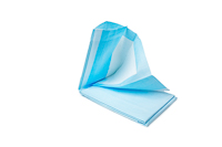 Transfer Sheet, blue, Load capacity up to 150 kg.
Absorbency tested according to ISO 11948-1 with water: 7,745l.
Absorbency tested according to ISO 11948-1 with saline: 3,903l.
Do not use as Carry Cloth.

PP-nonwoven: 50g/m2 + PE: 25g/m2
Cellulose: 18g/m2 
27g SAP and 92g Fluff Pulp 
18g/m2 Tissue