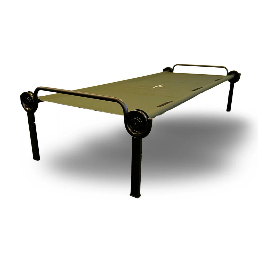 Specification
Weight 14 kg
Load capacity 150 kg
External dimensions 217 cm L x 97 cm W x 53 cm H
Sleeping area 210 cm L x 85 cm W
Bed height 42 cm
Bag dimensions 99 cm L x 39 cm W x 11 cm H
Frame: powder-coated, rust-resistant steel frame
Fabric: 600D polyester mat with PU coating